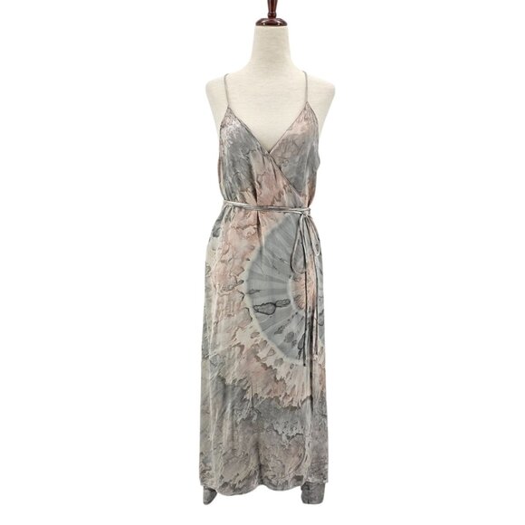 Enza Costa Womens 2 Dress Wrap Tie Dye V-Neck Midi Gray Pink Cream Cocktail Boho